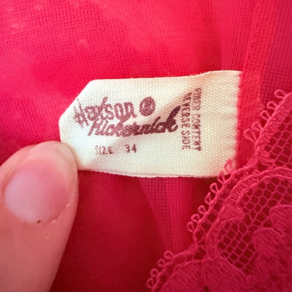 Vintage Henson-Kickernick Pink Coral Lace Slip Dress Pinup Lingerie Boudoir sz34 - Picture 8 of 16